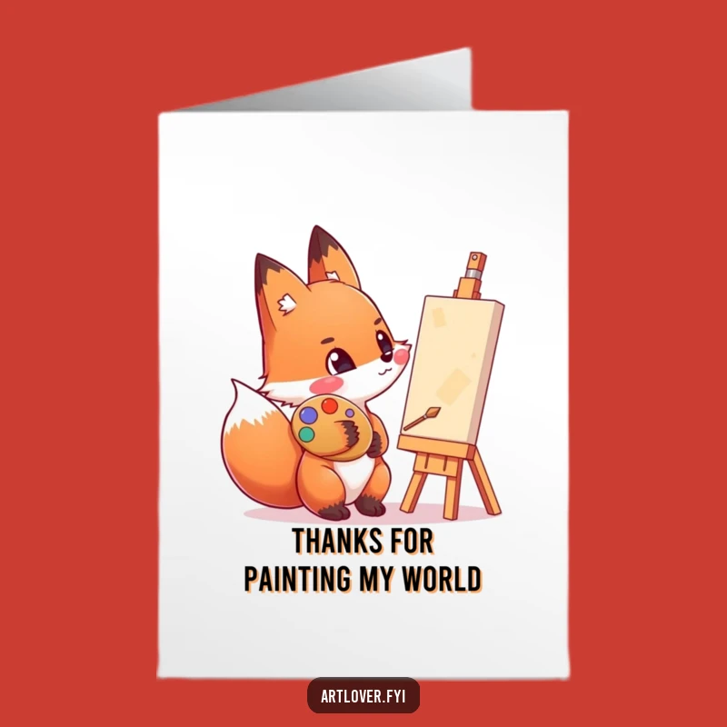 Free Printable Thank You Card: Artsy Fox Painter Funny Downloadable Gift!