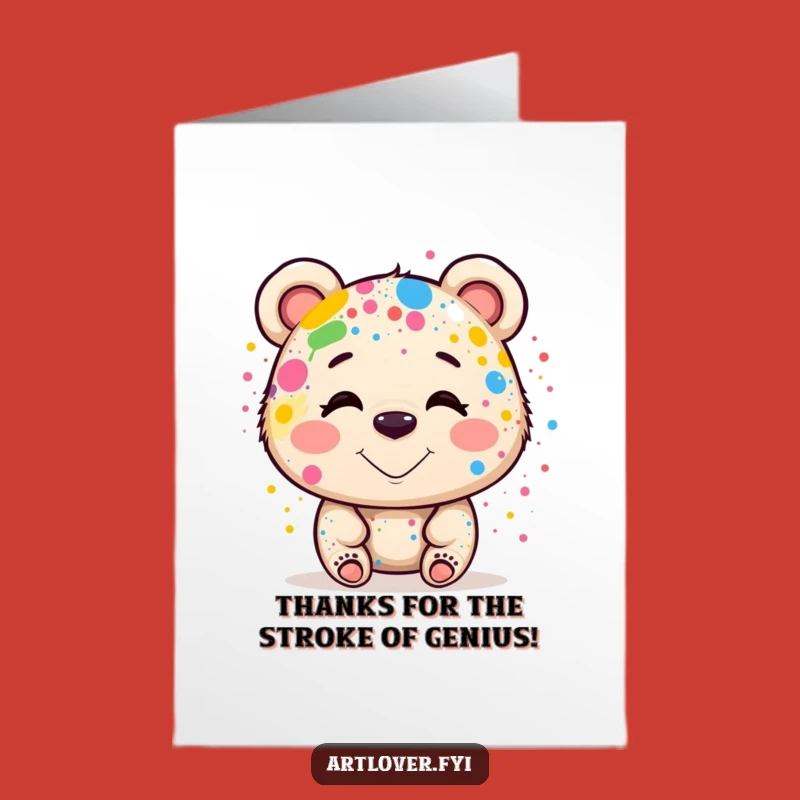 Free Printable Bear Artist Thank You Card: Colorful DIY Downloadable for Grateful Thanks