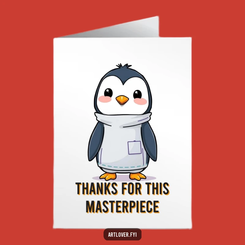 Free Printable Thank You Card: Humorous Penguin Artist Expresses Gratitude Instantly
