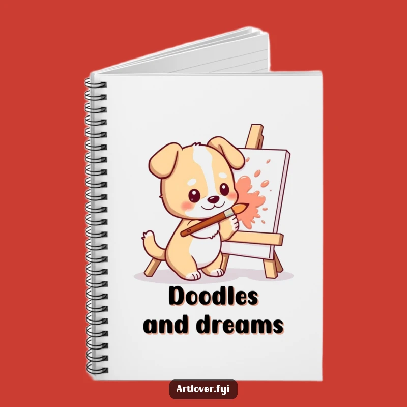Funny Dog Artist Notebook: Journal Cute Character Splashing Paint, Inspiring Humorous Gift!