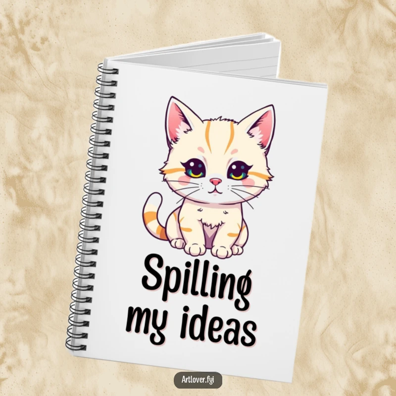 Funny Cat Artist Notebook with a cat enthusiastically painting with bright colors, ideal for writing and as a funny gift.