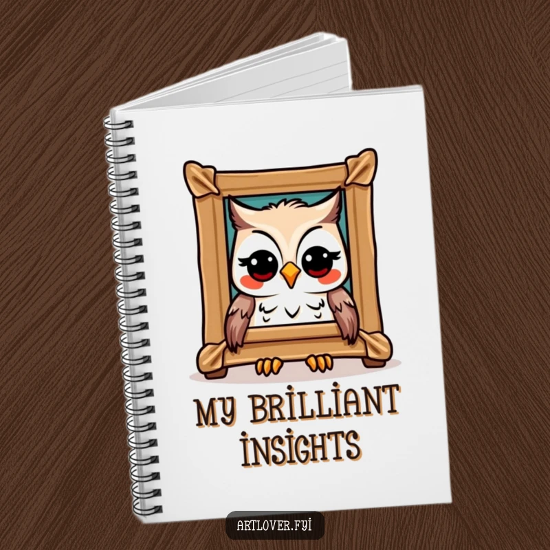 Funny Owl Art Notebook: A joyful owl admiring a framed masterpiece, perfect for jotting down notes, sweet little funny gift.
