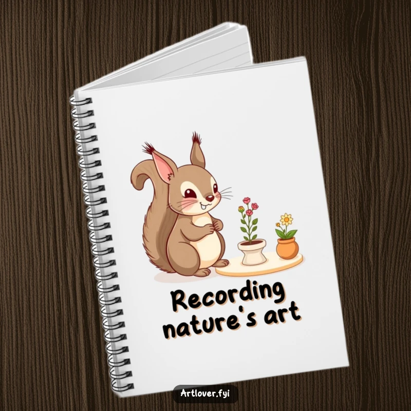 Funny Notebook: A cheerful squirrel admires a miniature still life, inspiring your notes, sketches, and creative thoughts within its pages.