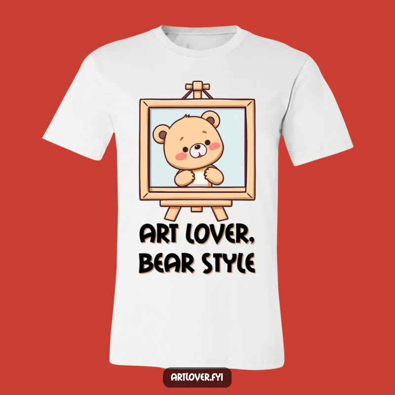 Funny Bear Cub Art Critic T-Shirt: Admiring Painting Sigh, Humorous Tee for Art Lovers
