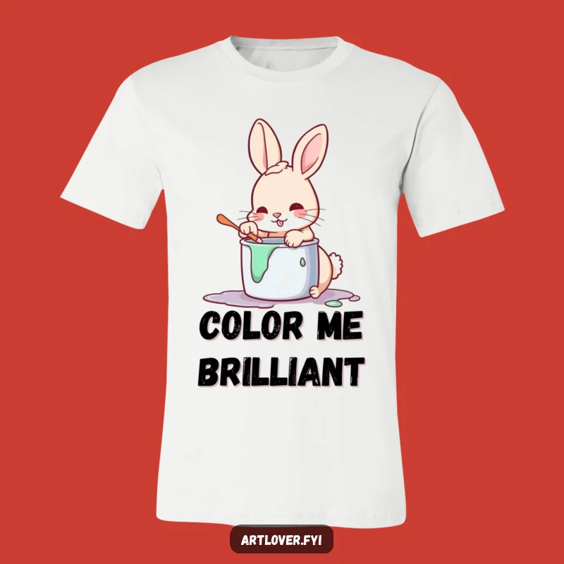 Funny Painting Rabbit T-Shirt: Adorable Mischief Maker Tee for Art Lovers