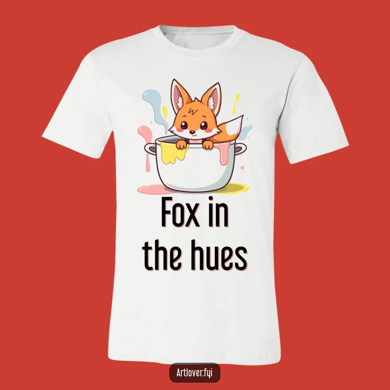 Funny Fox Artist T-Shirt: Curious Character Peeking, Trendy Humorous Gift!