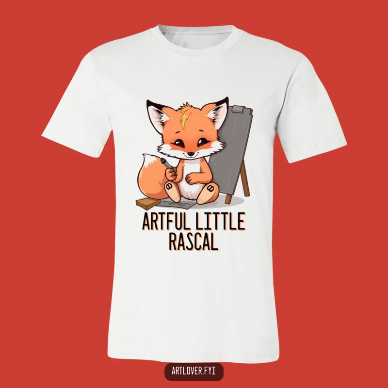 Funny Fox Cub T-Shirt - Mischievous Artist Tee for Whimsical Wear