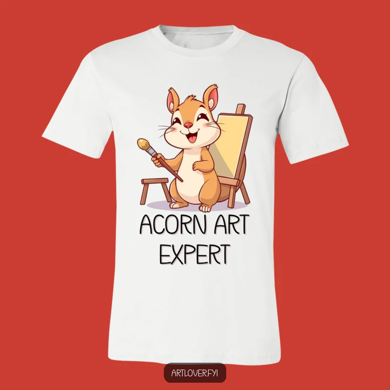 Funny Squirrel Painter T-Shirt: Delighted Artist with Brush, Creative & Humorous Tee