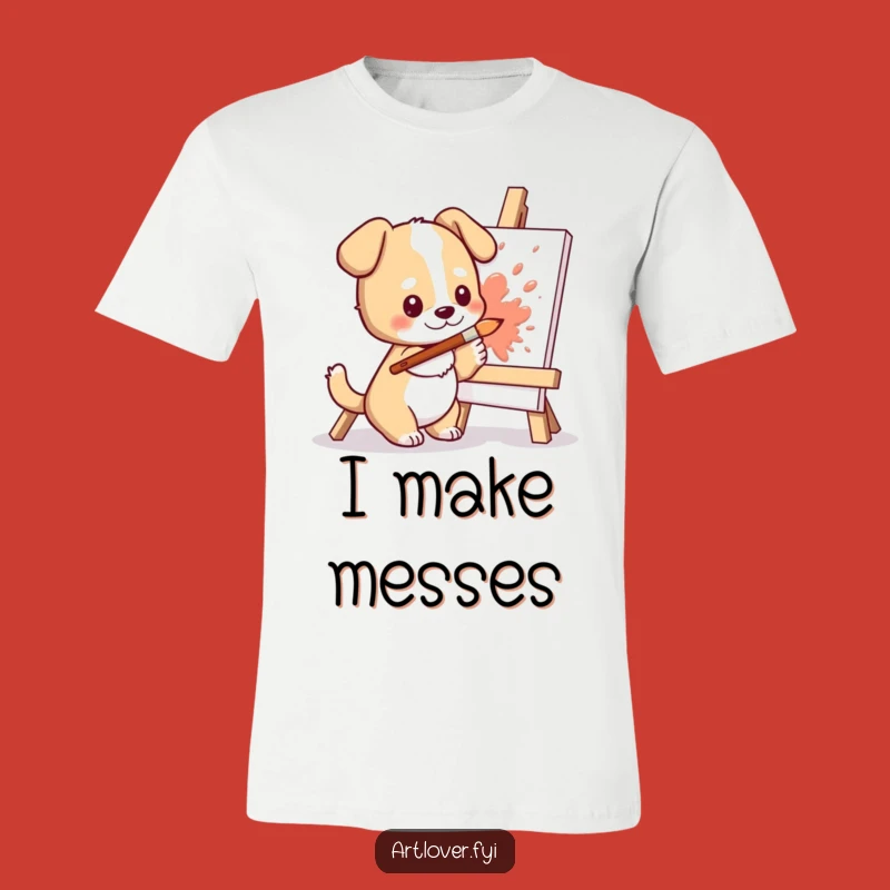 Funny Dog Artist T-Shirt: Cute Character Splashing Paint, Trendy Humorous Gift!