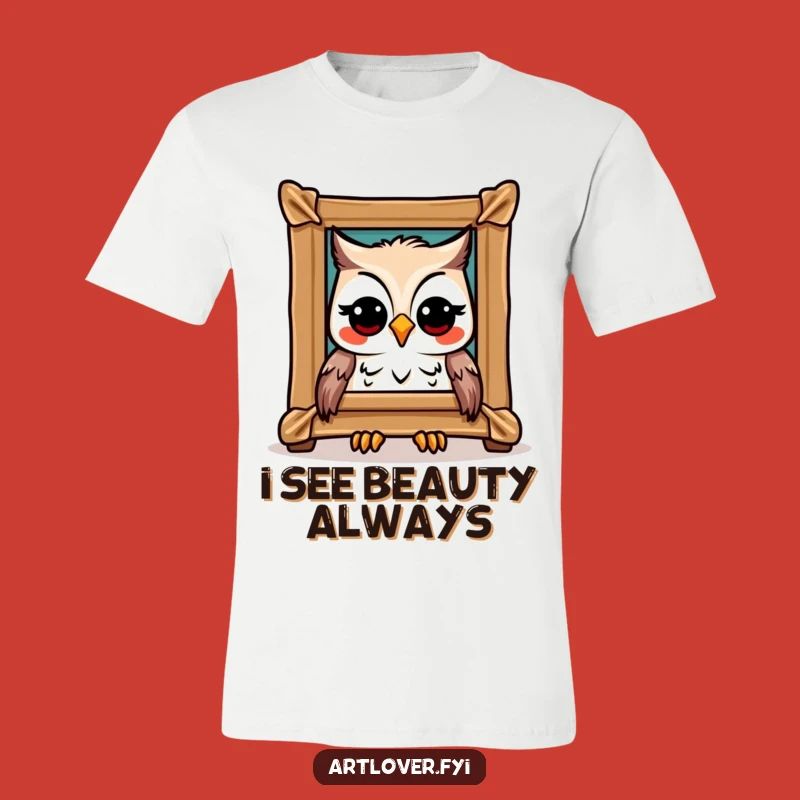 Funny Owl Art T-Shirt: Joyful Critic Tee, Unique Funny Gift for Art Aficionados