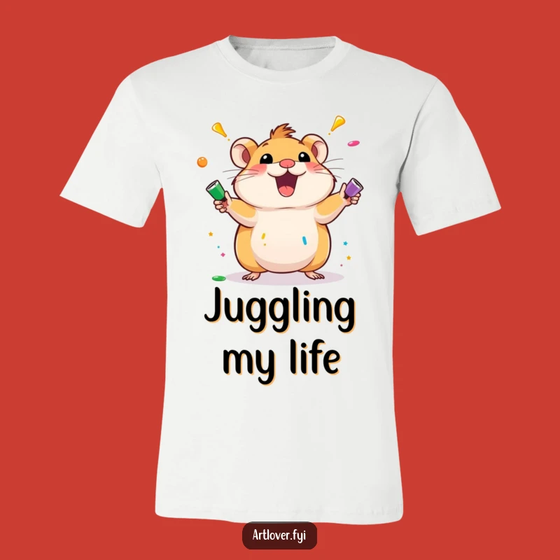 Funny Hamster Juggling T-Shirt: Excited Artist Feline, Awesome Humorous Gift