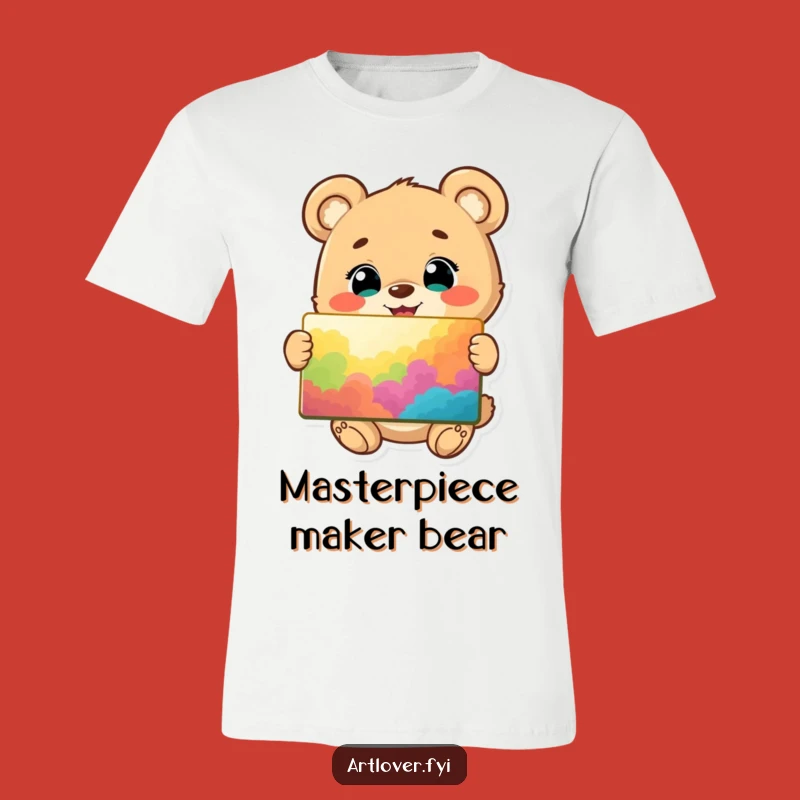 Funny Bear Cub Artist T-Shirt: Happy Cub Shows Off Vibrant Painting, A Hilarious Gift