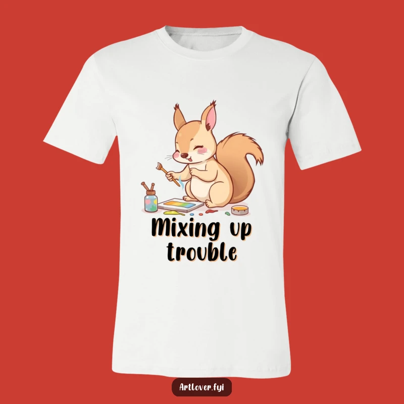 Funny Squirrel Artist T-Shirt: Energetic Painter, Perfect Gift!