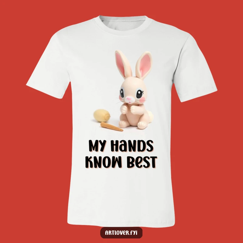 Funny Rabbit Sculptor T-Shirt: Focused Bunny Artisan Tee, Perfect Gift!