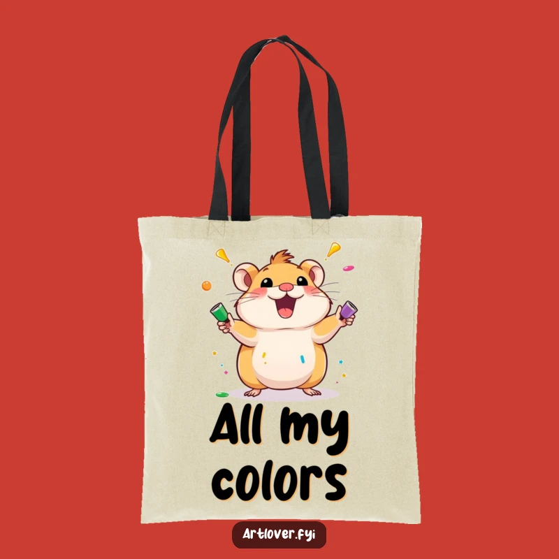 Funny Hamster Art Tote Bag: Juggling Paint Tubes Accessory, Great Humorous Gift