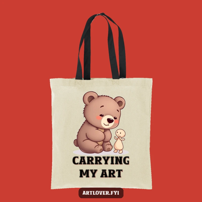 Funny Bear Cub Artist Tote Bag: Carry Your Treasures with Joy!