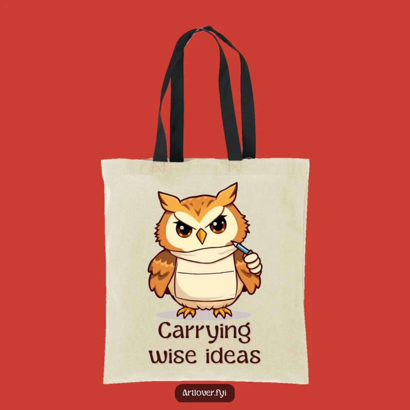 Funny Owl Art Tote Bag: Drawing Owl Carrier, Stylish Funny Gift