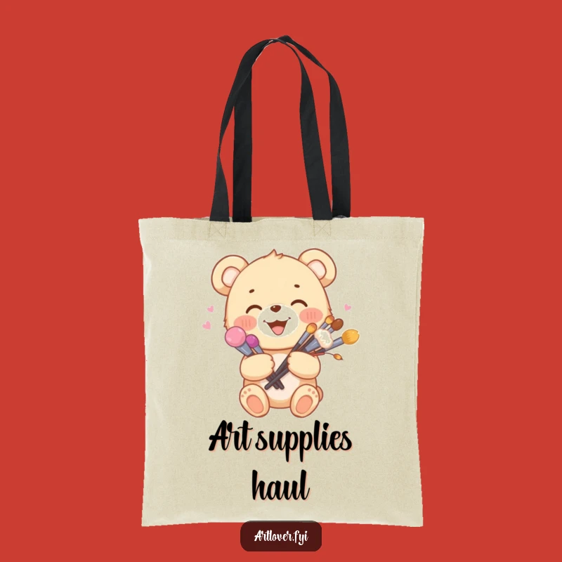 Funny Artist Bear Cub Tote Bag: Brush Bouquet Bag - Perfect Gift!