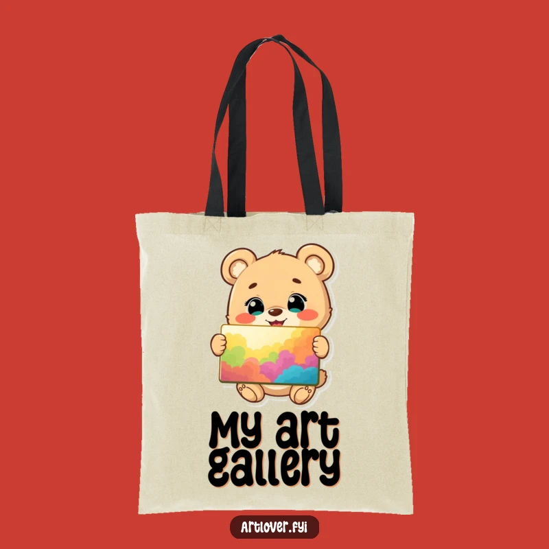 Funny Bear Cub Artist Tote Bag: Carry Your Essentials with a Happy Cub's Painting, Gift