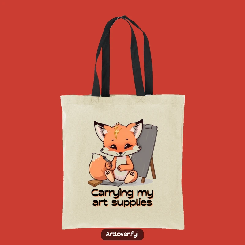Funny Fox Cub Tote Bag - Stylish Sketching Accessory for Art Lovers