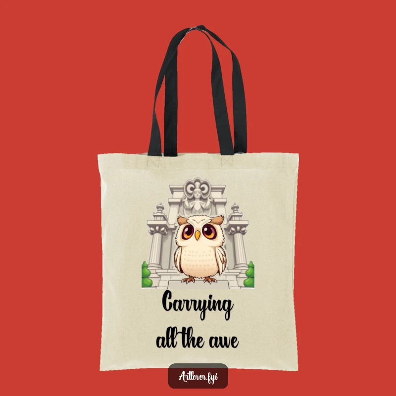 Funny Owl Statue Tote Bag: Carry Your Love for Grandeur