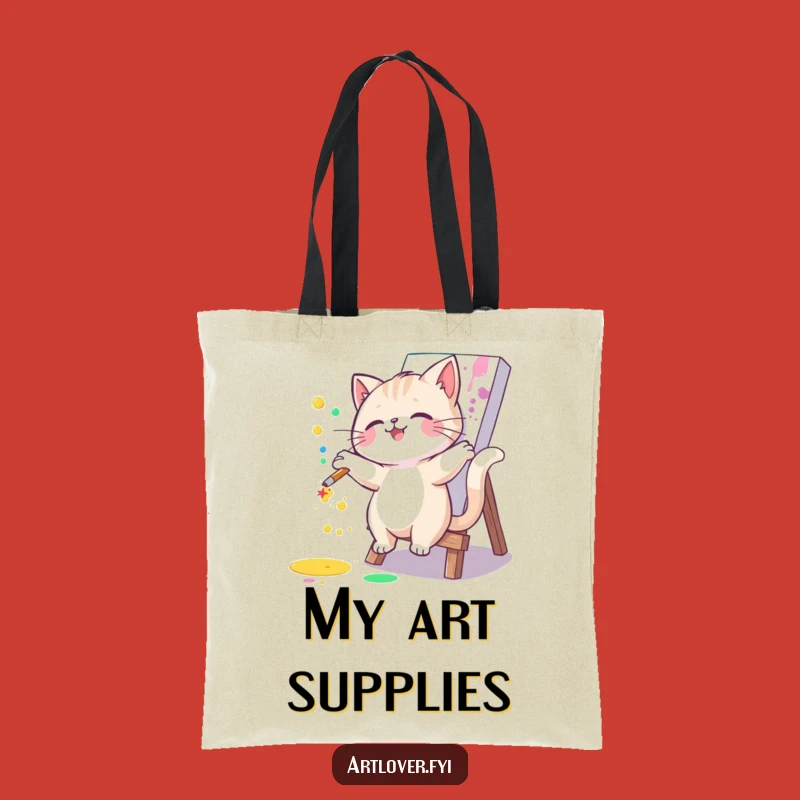 Funny Paint Cat Tote Bag: Joyful Artist Feline Accessory, Great Humorous Gift