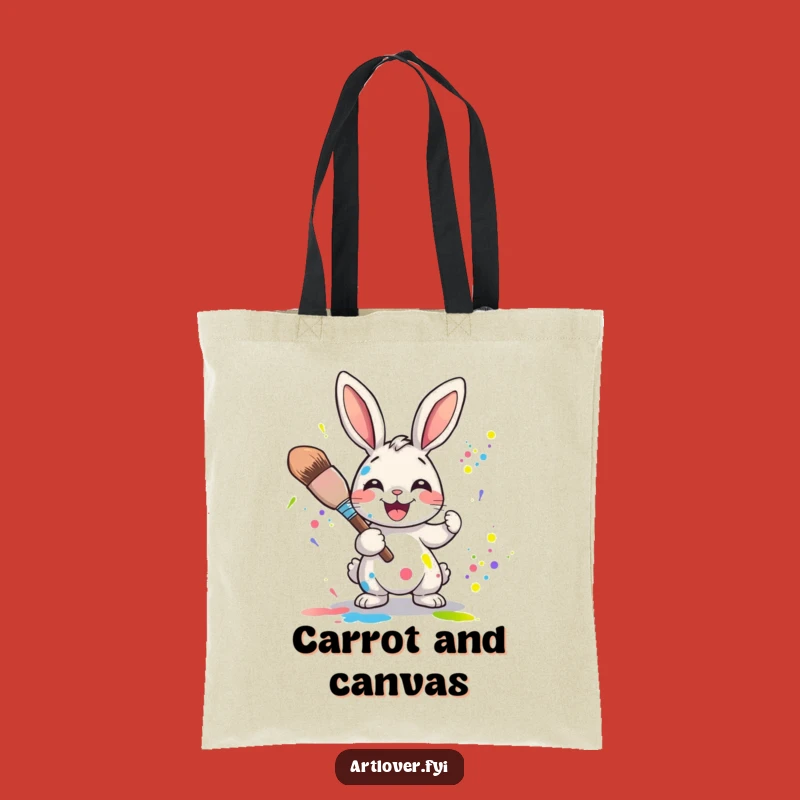 Funny Rabbit Artist Tote Bag: Chic Joyful Character Splattering Colors, Stylish Humorous Gift!