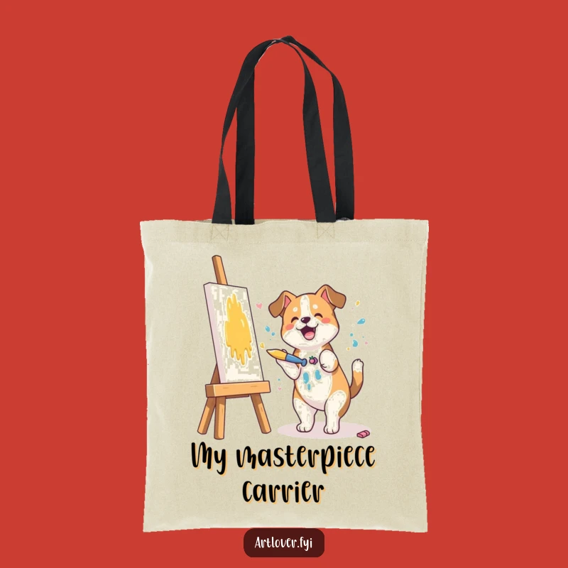 Funny Dog Painter Tote Bag: Carry Your Artful Mess in Style, Perfect Gift!